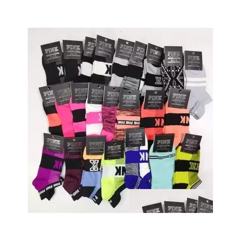 Partybevorzugung Rosa Schwarze Socken Adt Baumwolle Kurzer Knöchel mit Tags Sport Basketball Fußball Teenager Cheerleader Sytle Mädchen Frauen Drop Dhca0