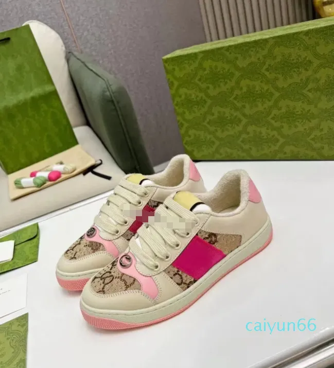 små smutsiga skor casual sko screener sneakers board män kvinnor sneaker klassisk blå rosa kristall rand låg topp riktiga läderskor