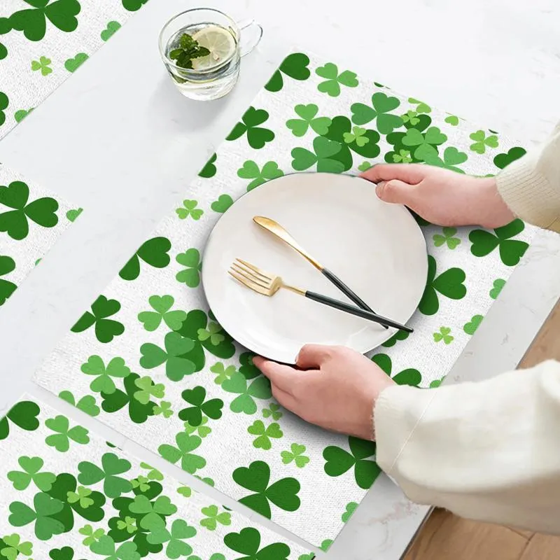 Placemats St Patricks' Day Placemats Ierse geruite decoratieve geïsoleerde tafelkleden