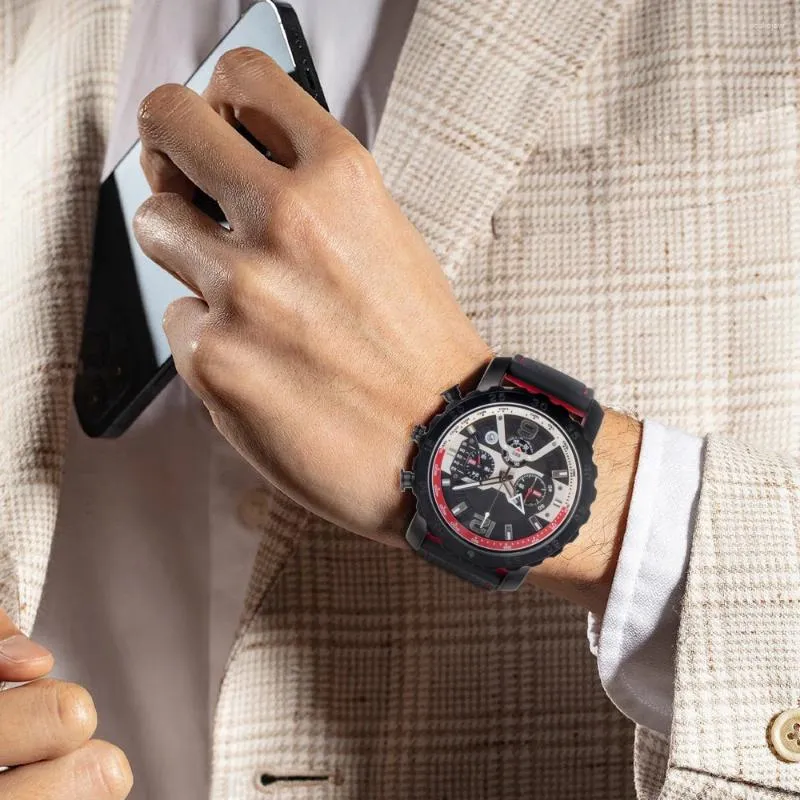 Armbandsur mäns vattentäta klockor lysande legering stor klockring multifunktion mode kronograf för män