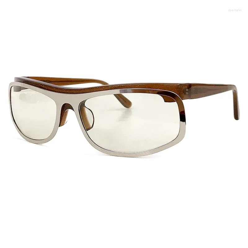 Lunettes de soleil 2023 Mode Rétro Alliage rectangulaire Miroir Cadre Designer Radian Fit Visage modifié Haut de gamme