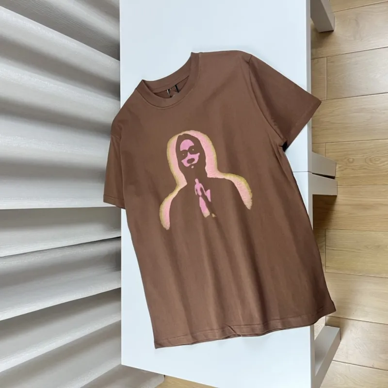 Футболка с графическим рисунком, мужская дизайнерская рубашка, коричневая мужская и женская высококачественная дышащая 100% хлопковая одежда для людей с круглым вырезом