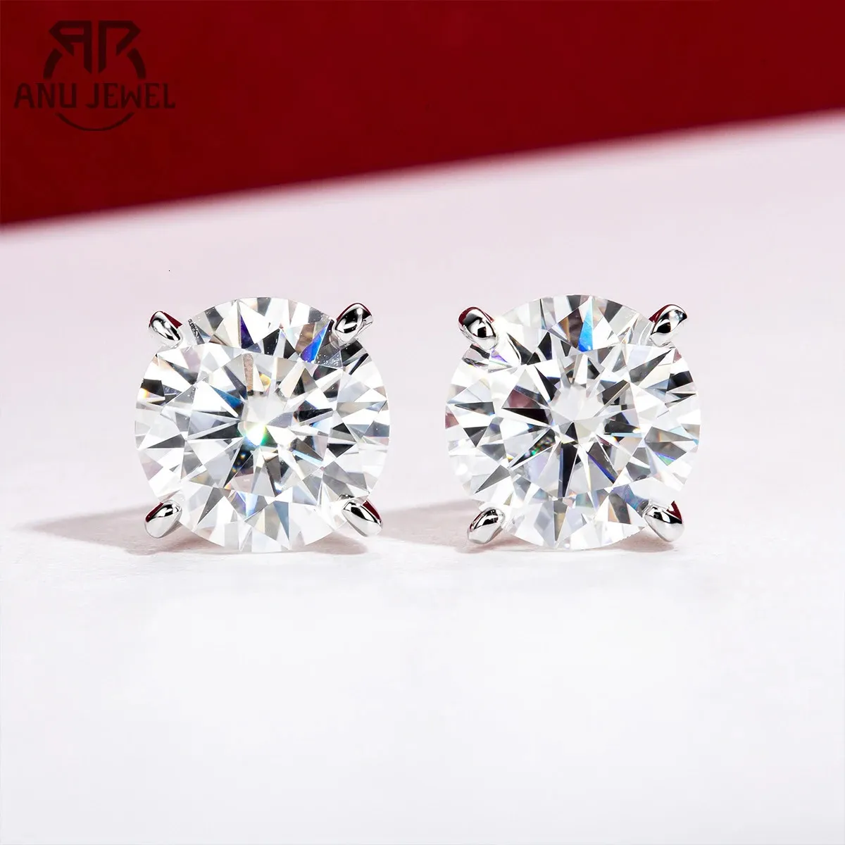 Stud AnuJewel Real 14K Gold 1-4cttw D Color Earrings With GRA Certificate 585 Gold Earrings Customs Jewelry Wholesale 231130