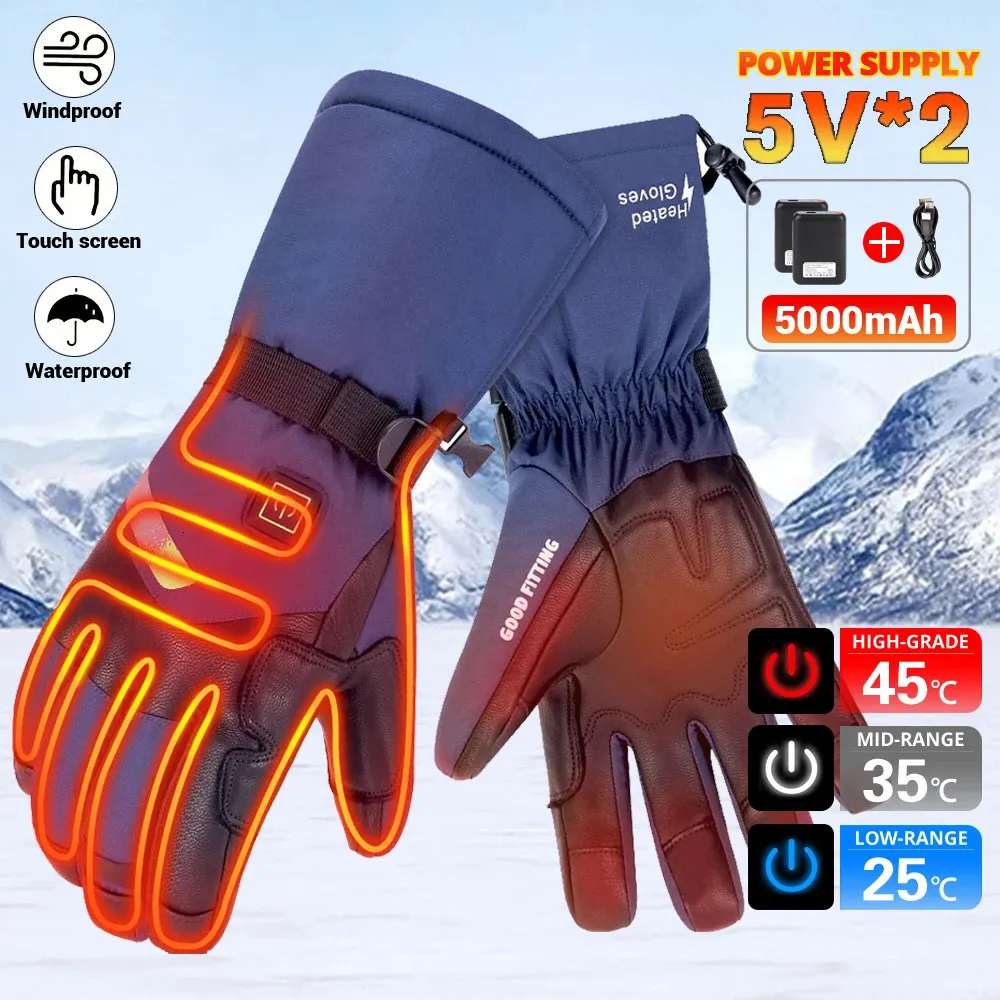 Gants de Ski hiver chauffage électrique thermique Rechargeable chauffé pour Ski snowboard chasse pêche 231201