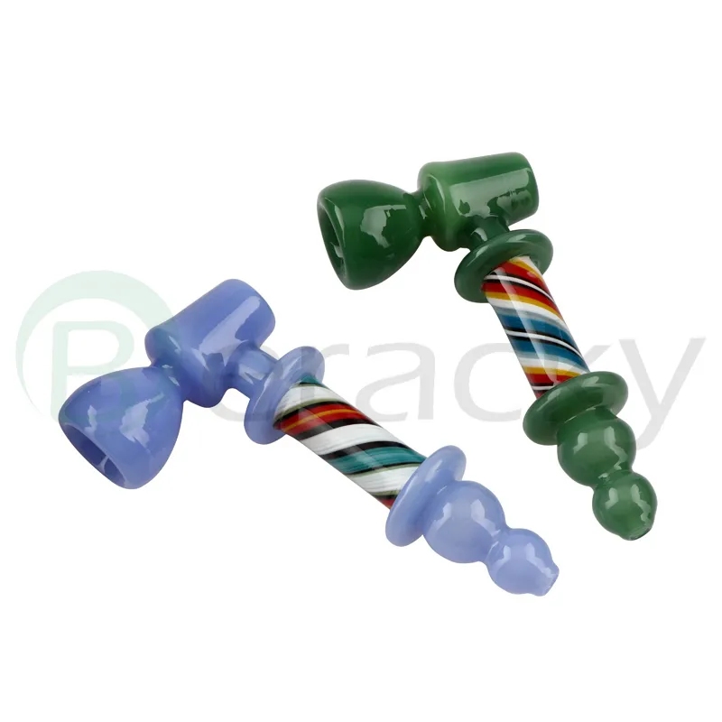 DHL !!! BERACKY 5.5 tums US Color Glass Hammer Pipe med Jade-liknande designhandrör Sked Rörrökning Tillbehör Huvudglas Färgglada tillbehör