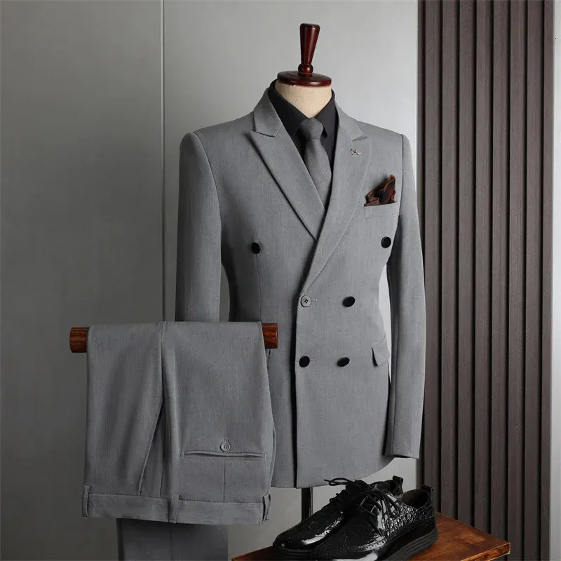 Men's Suits Blazers 2023High end Double breasted Suit suit Vest Trousers Handsome Business Leisure Fashion Slim Large Size Three piece Set 231201