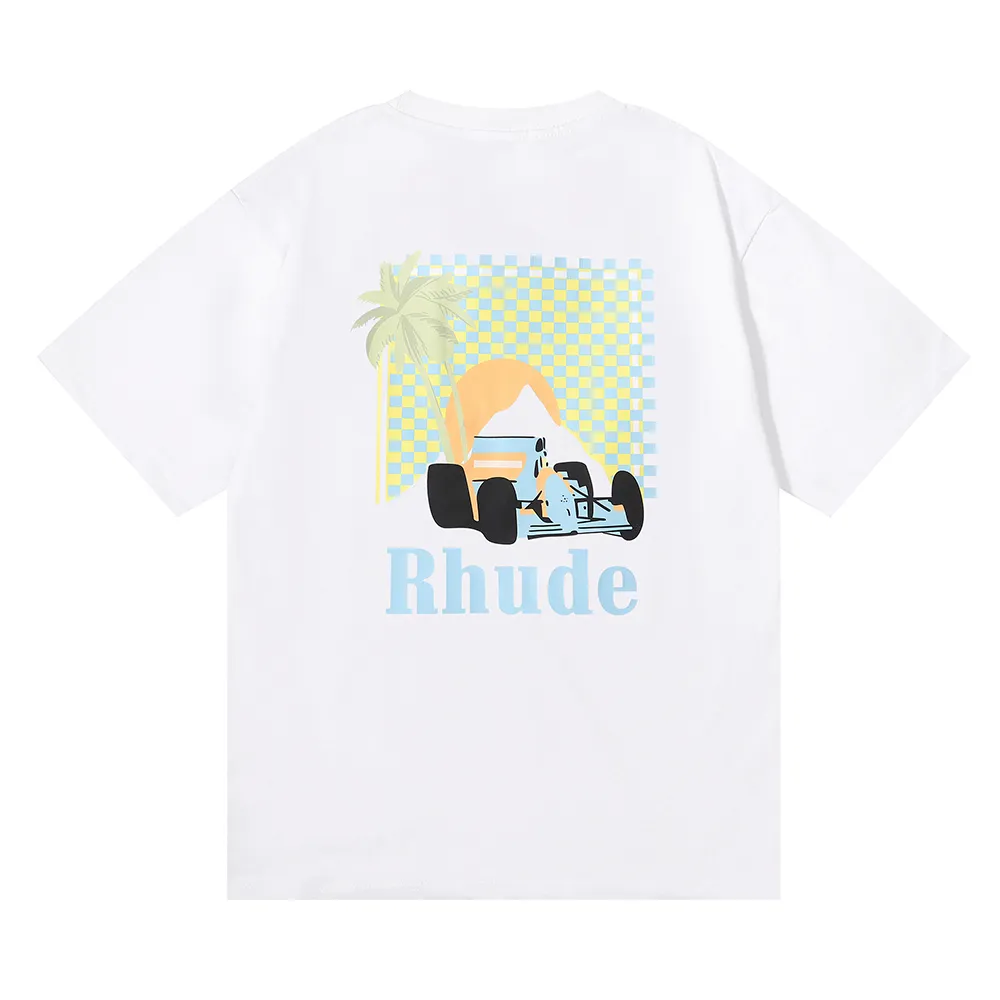 rhude marque de luxe rhude chemise hommes t-shirts designer hommes chemise hommes shorts imprimé blanc noir s m l xl rue coton mode jeunesse hommes t-shirts tshirtCNA4