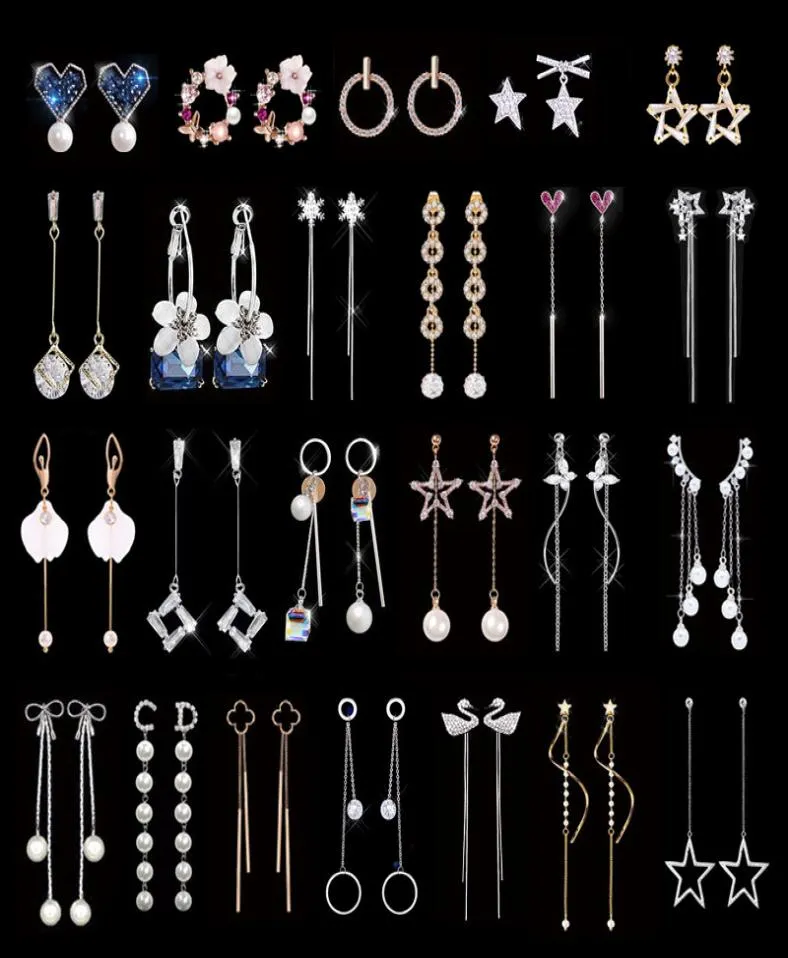 Mix 20 Pairs lot Long Earrings Female Tassel Earrings Korean Retro Pearl Earrings for Wholes8015003