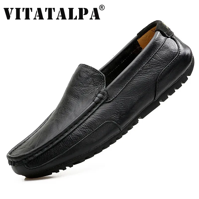 Kleding Schoenen 2023 Mannen Echt Leer Casual Merk Loafers Mocassins Ademend Slip op Zwart Rijden Schoeisel Chaussure Homme 231130