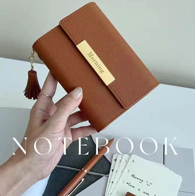 Notepads A5 A7 PU Leather Portable Pocket Notebook Binder Journal Diary Support Customized Agenda Planner Notepad Gift School Stationery 231201