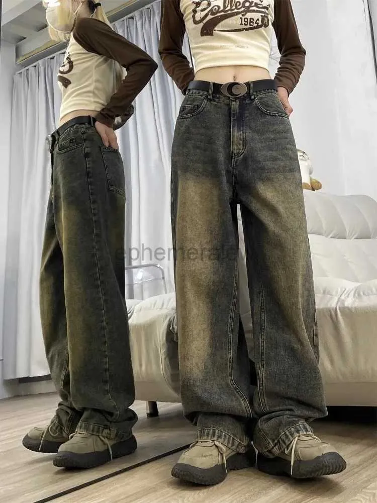 Jeans Femme Houzhou 90s Vintage Jeans en détresse femmes Grunge Y2k Baggy Boyfriend Jeans Hippie coréen Streetwear taille haute large Denim Pantszln231201
