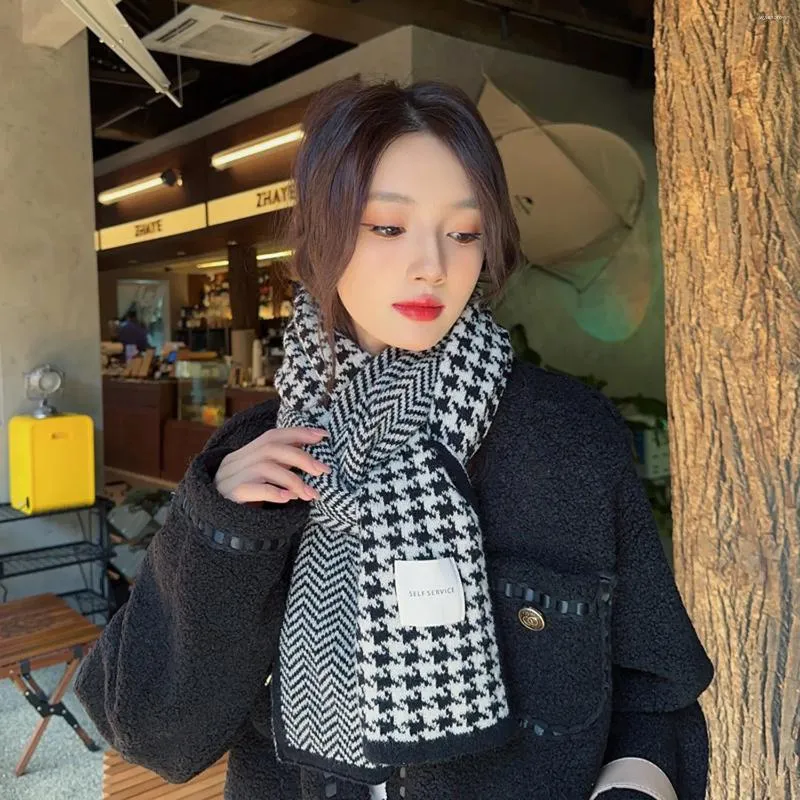 Halsdukar kvinnors vinter högkvalitativ stickad halsduk vintage mönster utomhus varmt