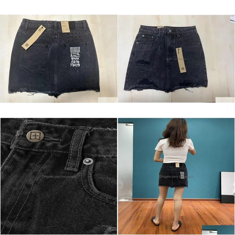 Saias Cinza Borda Mesma Primavera Preto Queimado Ragged Ksubi Denim Verão Saia Curta Menina Gota Entrega Vestuário Mulheres Roupas Dhqwp