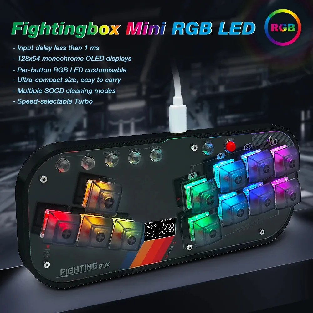 Autres accessoires FightingBox Mini HitBox Contrôleur SOCD Arcade Stick Clavier RGB Cherry Switch pour PC Android PS4 Misterfpga 231130