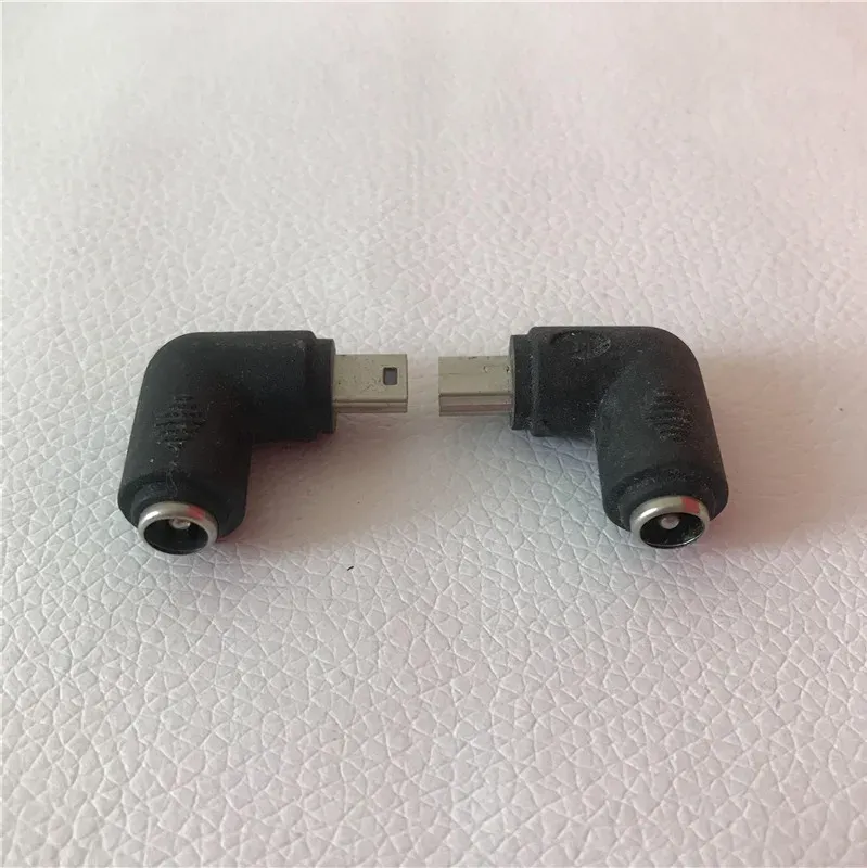 Adaptateur convertisseur 90 degrés DC 5.5 2.1mm femelle vers Mini USB B mâle, prise Jack noir