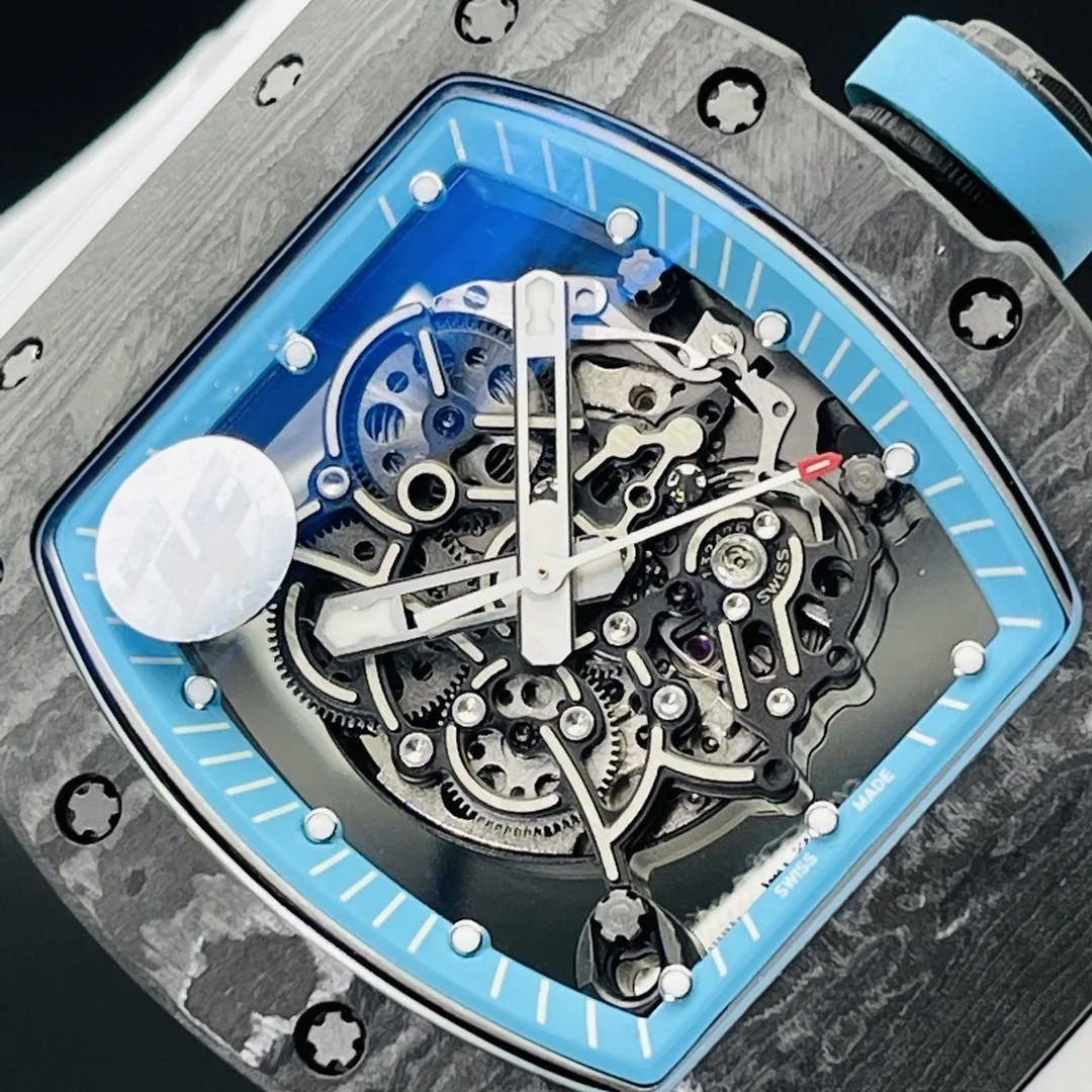 055 Montre De Luxe Luxe Horloge Designer Horloges Handmatige Mechanische Beweging TPT Carbon Fiber Case Mannen Horloges Horloges