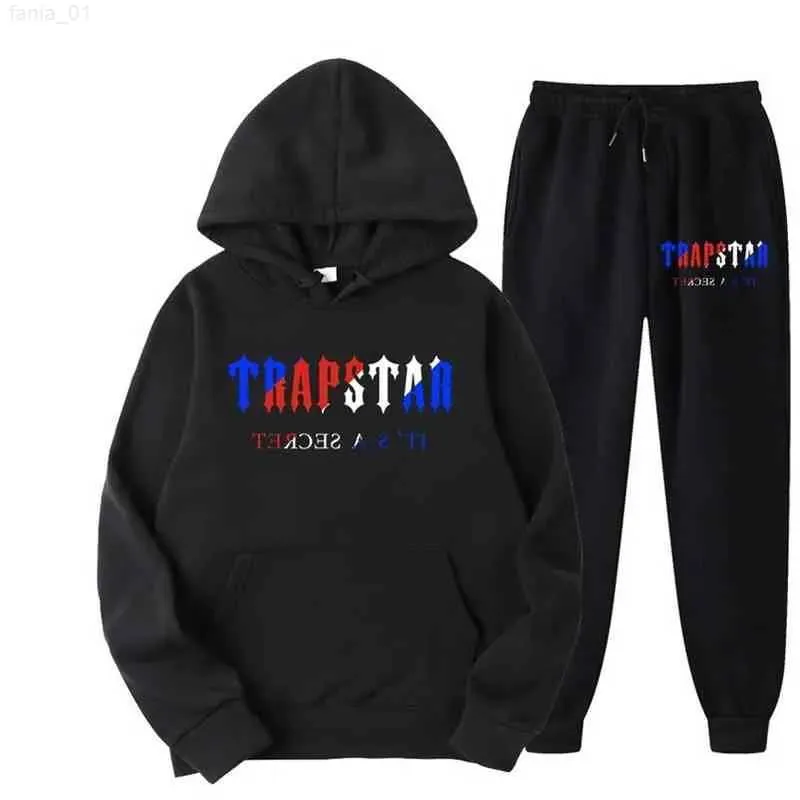 Trapstar Trainingspak Merk Gedrukt Sportkleding heren T-shirts 16 Kleuren Warme Tweedelige Set Losse Hoodie Sweatshirt Broek Jogging 220615