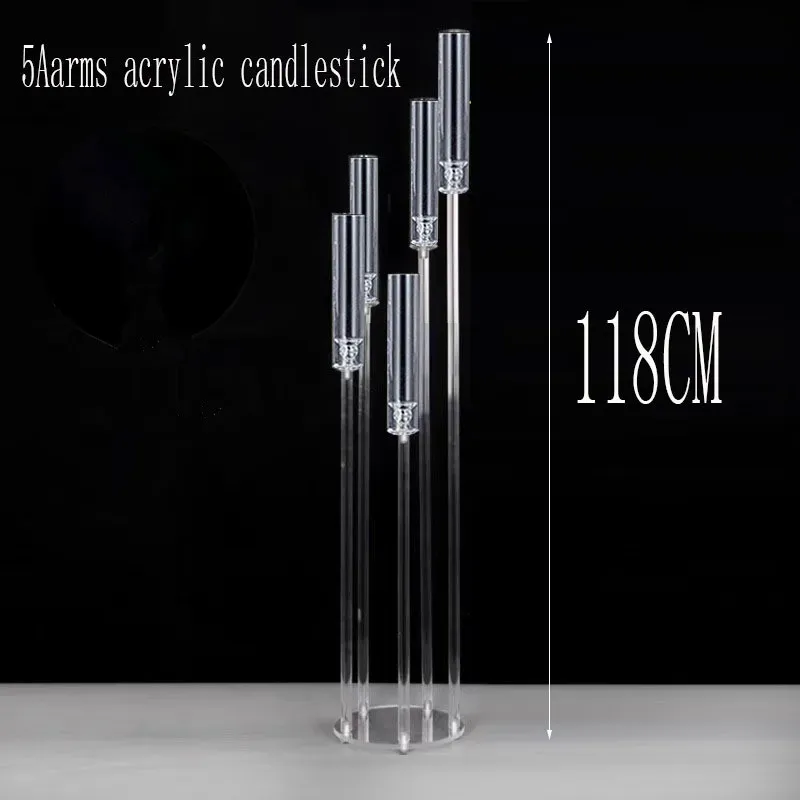 Principal de decoração de casamento Candelabra Clear Castel Titular acrílico Candlesticks para abastecimento de festa de eventos 10 PCs