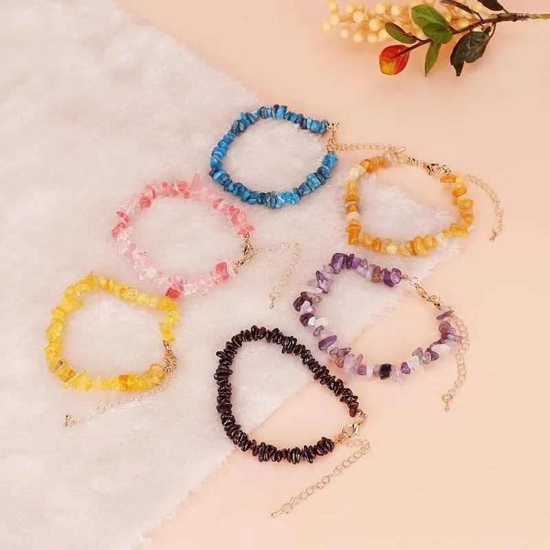 Bracciale in pietra colorata con filo adatto per le donne, realizzato con materiali di ghiaia naturale di cristallo di qualità. Gioielli fatti a mano