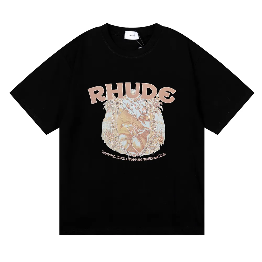 rhude marca de lujo camisa rhude hombres camisetas diseñador hombres camisa hombres pantalones cortos estampado blanco negro s m l xl calle algodón moda jóvenes camisetas para hombres camiseta4FVQ