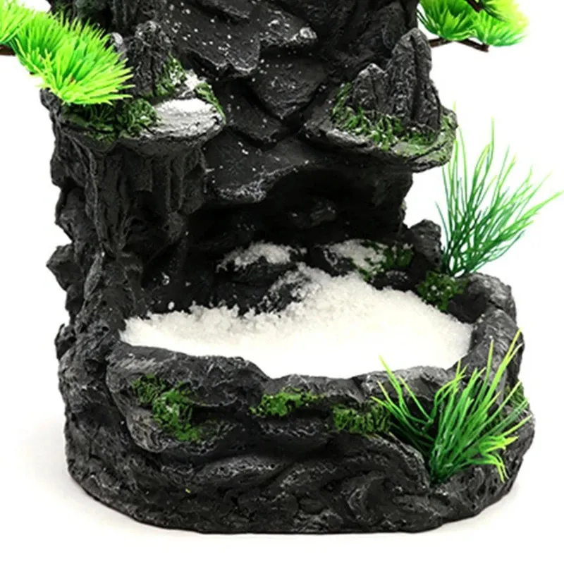 Resin Aquarium Mountain Decor With Moss Rock Cave - Multi