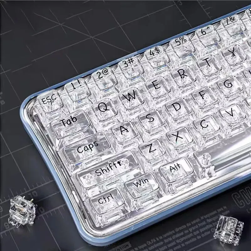 Teclados Teclado Mecânico CBSA Perfil PC Keycap Clear Crystal Backlit RGB Personalizado ISO Layout 132 Chaves Transparente PC Key Caps Iceberg 231130