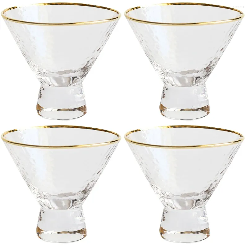 Verres à vin 4 pièces tasse de crème glacée jus salade Mousse petit déjeuner marteau maille verre de cristal pour boisson doré