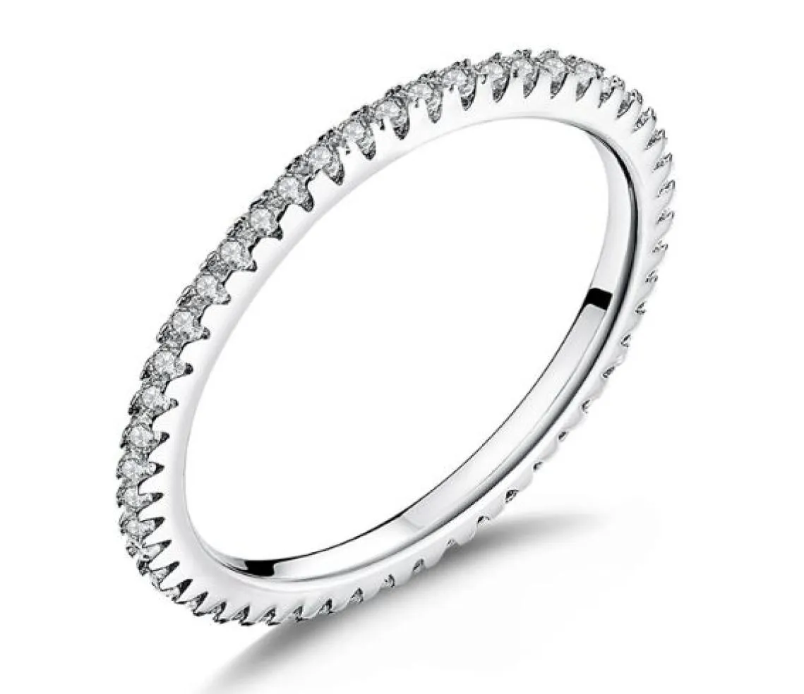 Classique YIZIY haute qualité 925 bague en argent cercle clair CZ géométrique anneaux empilables pour les femmes bijoux de mariage cadeau SCR0667393968