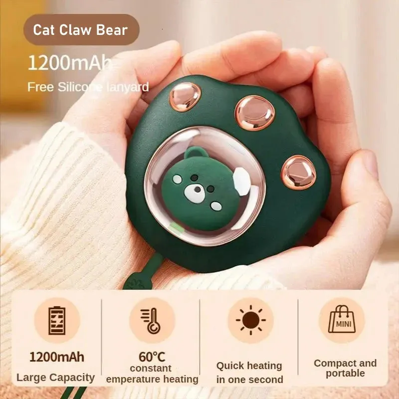 Other Home Garden Cute Cat Paw Rechargeable Hand Warmer Builtin 1200mAh Battery for Kids Adults Fast USB Heater Camping Office School 231130