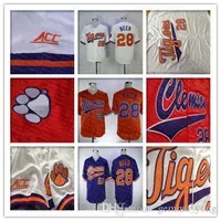 college wearClemson Tigers College Baseball Jerseys Seth Beer 28 Home Road Away Orange White 100% Stitched Logos Shirts Good Quanlity