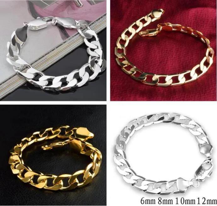 Mode homme femme placage or 18 carats argent 925 6mm 8mm 10mm 12mm 11 Bracelet marque 925 18k3123396