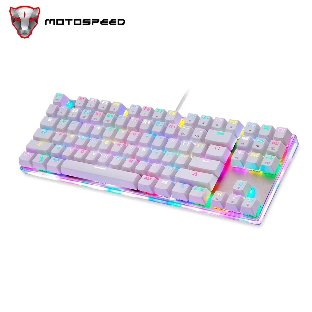 Tastiere Motospeed K87S Tastiera meccanica da gioco LED con retroilluminazione RGB USB cablata 87 tasti Interruttore rosso blu per PC Computer portatile Gamer 231130