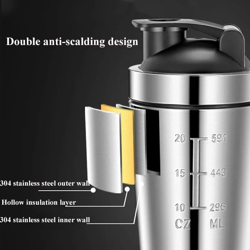 Stainless Steel Protein Shaker Cup Portable Fitness Sports Shaker