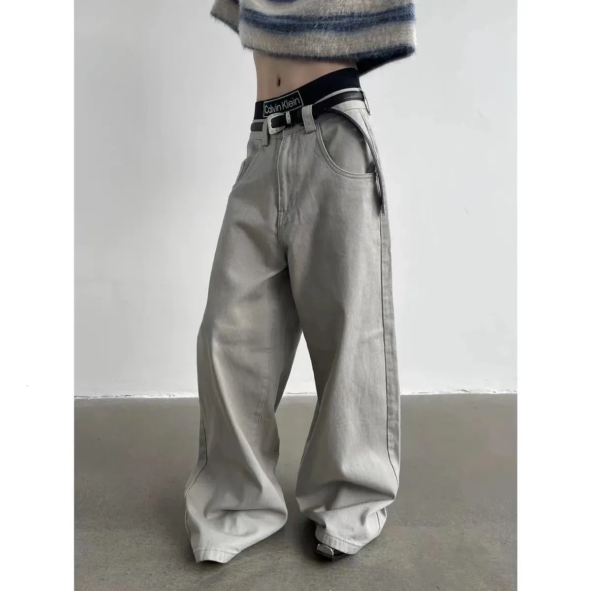 Men s Jeans REDDACHiC ICON 90s Skater Baggy Dragging Floor long Denim Gray Plain Casual Wide Pants Trousers Men Women Fashion 231201