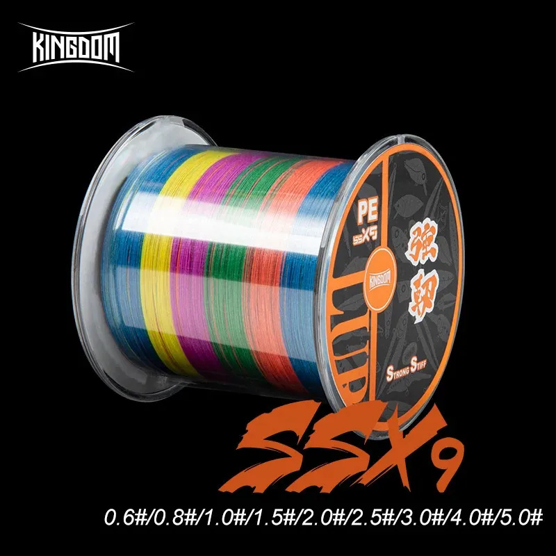 Linea intrecciata Kingdom SSX9 Lenze da pesca multicolori 300m 500m 9 fili Tesse Linea treccia PE 15-65 LB Multifilamento super resistente per la pesca 231201