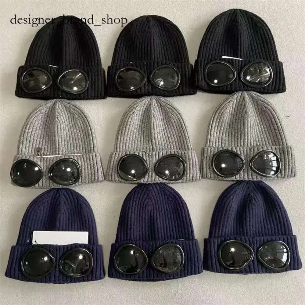 CP Hat Designer Dwie obiektyw okulary gogle czapki cp comapny mężczyźni dzianiny czapki czapki czapki na zewnątrz kobiety UNSEX Zimowa czapka czarna szara maska ​​kamienie wyspa 686