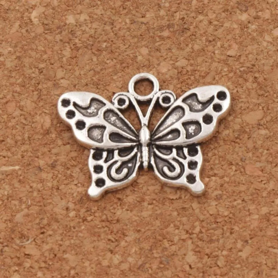 White Peacock Anartia Jatrophoe Butterfly Charm Beads 100st Lot 24 8x19 1mm Antika silverhängen smycken DIY L1128247J