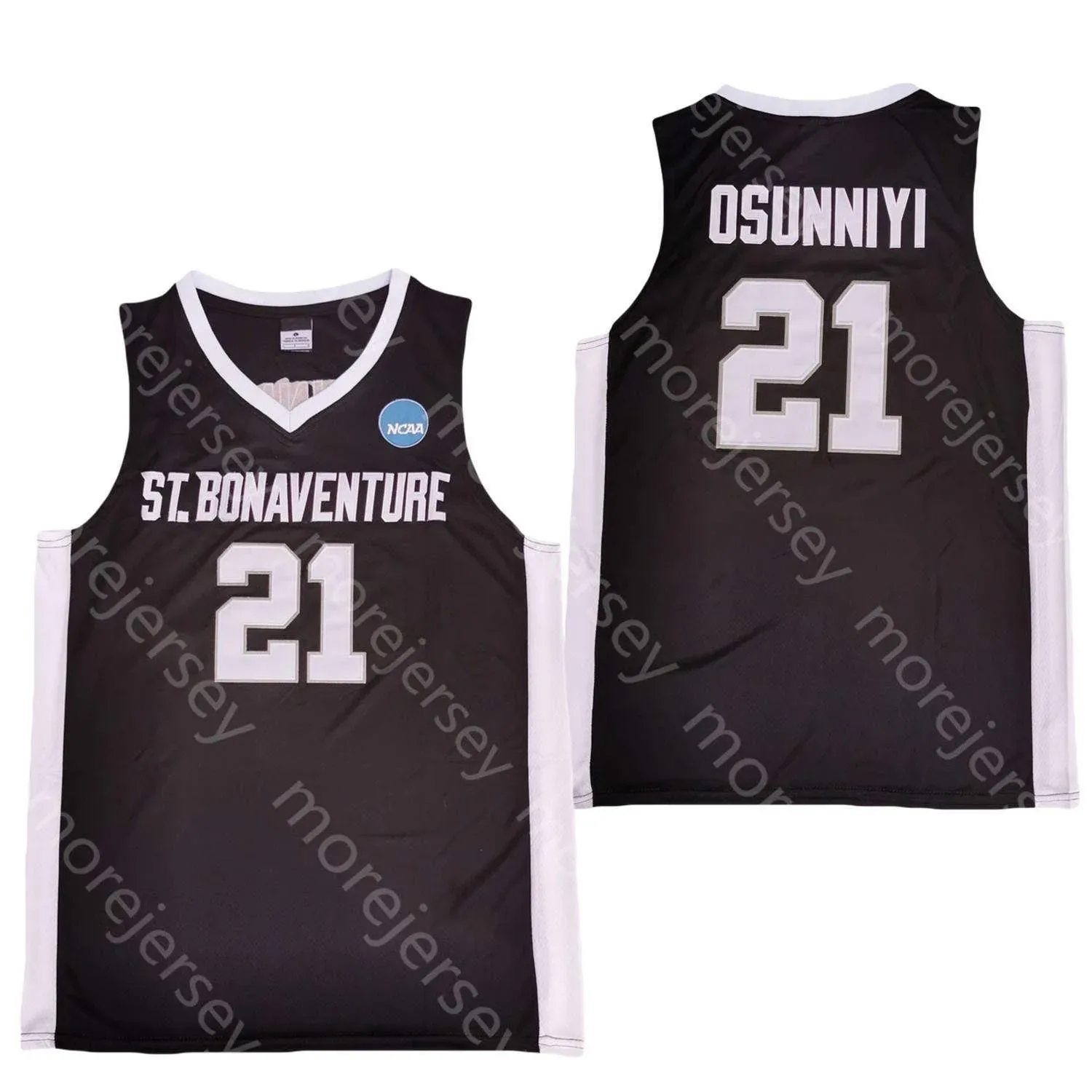 2020 новый баскетбольный трикотаж колледжа St. Bonaventure Bona Bonnies NCAA 21 Osun Osunniyi, черный, все Ed и вышивка, мужской молодежный размер