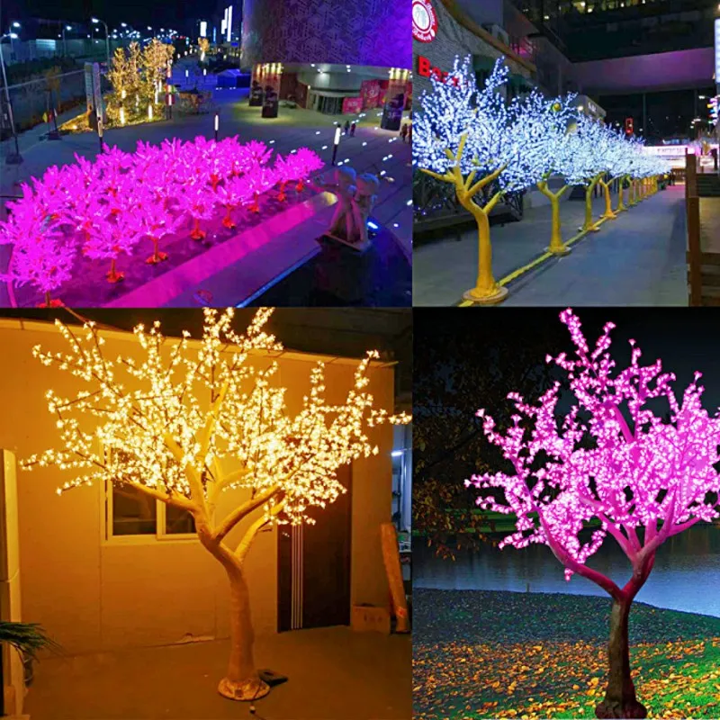 Outdoor 2,5 m wysokości LED sztuczne Cherry Blossom Trees Christmas Xmas Tree Lampa 110/220 VAC Odporna deszczowa wróżka Ogród Dekoracja podwórza