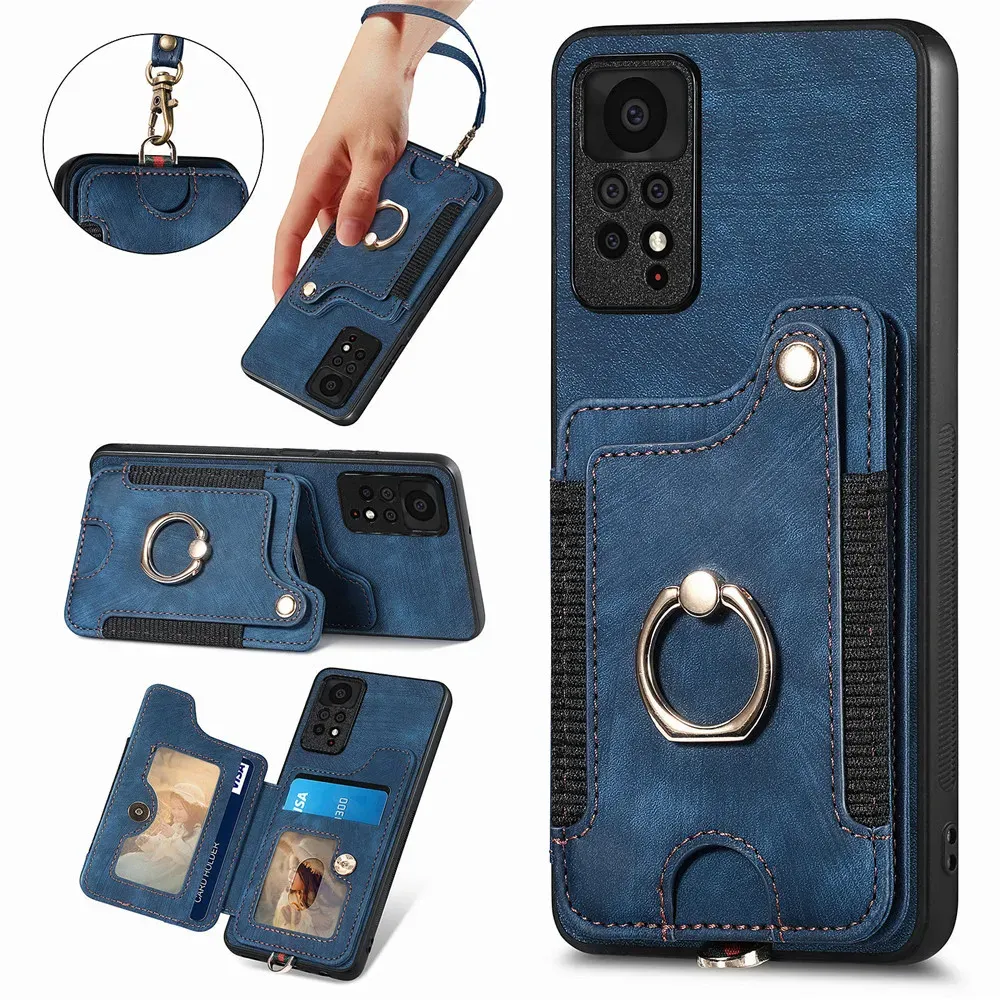 Wallet Multi Card Slot Ring Holder Flip Leather Case for Xiaomi Redmi Note 12 Pro 5G 11 11S 11T 10 9 Magnetic Stand Phone Cover