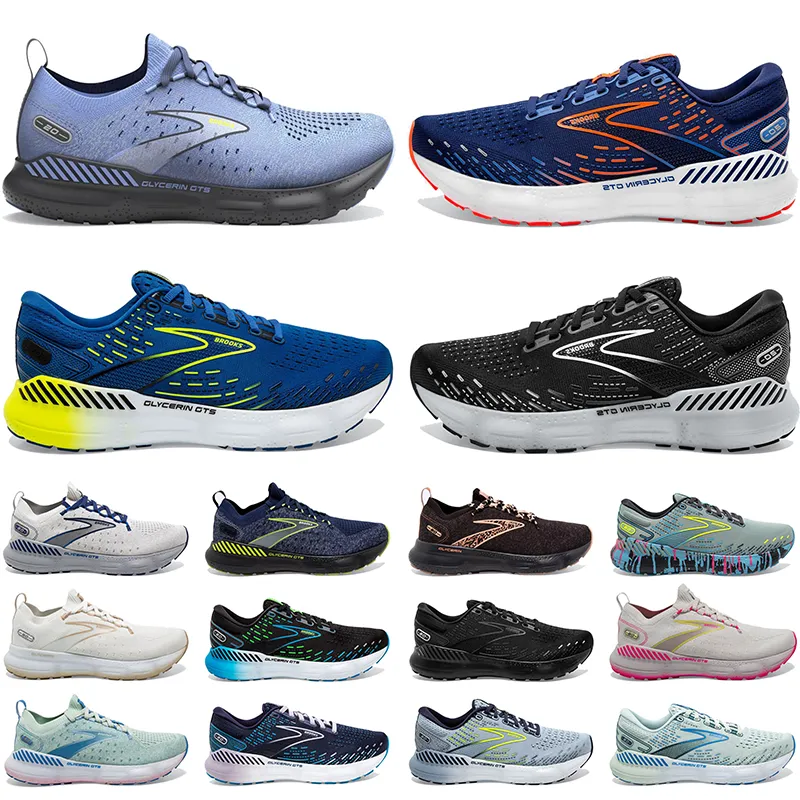 Glicerina GTS 20 Brooks Running Shoes Azul Cinza Preto Na Nuvem de Chuva Branco Mens Treinadores Rosa Espuma Nuvens de Tênis Malha Esportes Jogging Caminhada Corredores Sapatilhas Tamanho 40-45