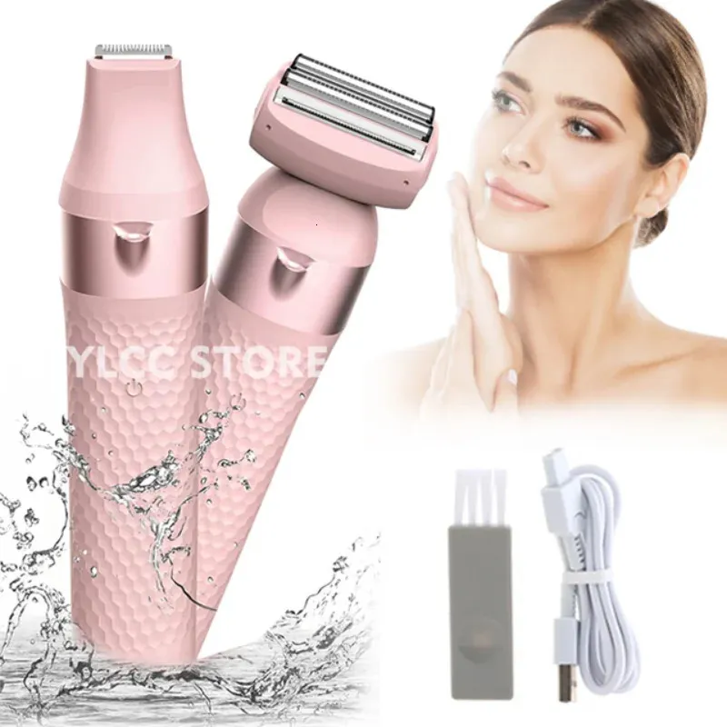 Epilator 2 w 1 TRIMMER BIKINI FOR Women Electric Lady Clipper Publika Roletów Razors Nogi Razę pod pachą Wodoodporna mokra sucha użycie Epilator 231130