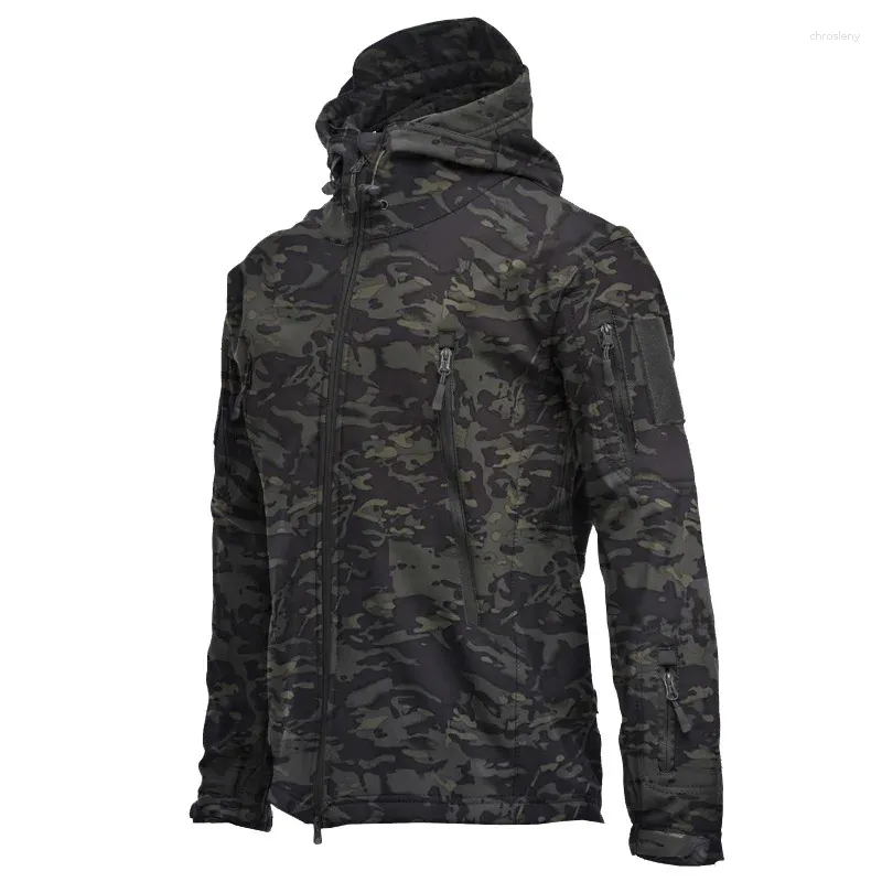 Giubbotti da uomo Uomo Antivento Impermeabile Cappotto in pile con cappuccio Camouflage Sport militare Giacca da trekking Chaquetas Hombre