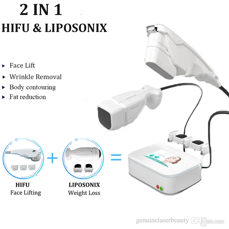 Mini HIFU ansikte Liposonic Body Shape Slant Machine Liposonix Cellulite Reduction Ultraljud Hudlyftanordning 2 handtag
