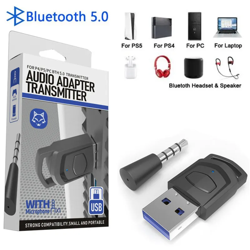 Wireless USB Bluetooth 2.1 Transmitter Dongle For PS5 Computer Headset