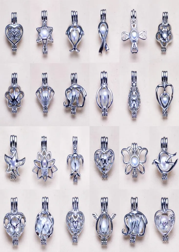 2019 S925 Sterling Silber Halskette Medaillon Käfige Perle Anhänger Set 24 Stile DIY Halskette für Frauen Charme Mode Schmuck Geschenk 3524968