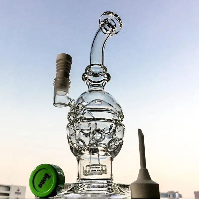 Faberge Fab Egg Recycler Bong Hookahs Waterpipe Showerhead Perc Dab Oil Rigs Glass Bongs Smoking Water Pipes With 14mm Joint MFE01