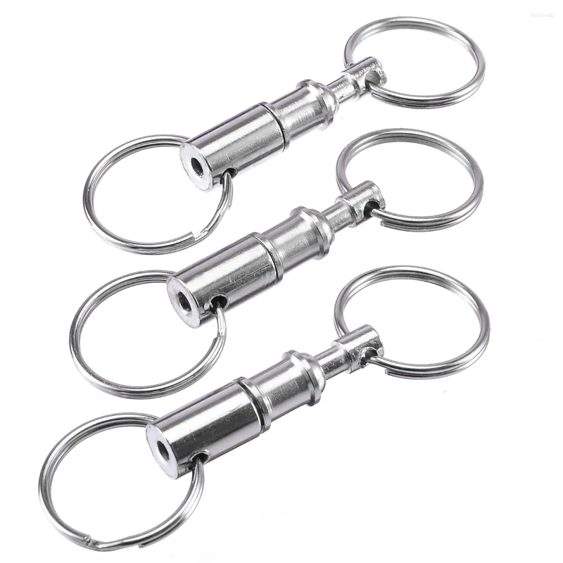 Keychains 3st 4cm avtagbara nyckelkedjor Låshållare järnlegering Dra isär ringar Keyring Snabbutgivning Keychain dubbel splittring