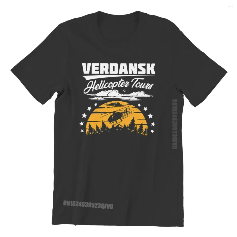 Homens Camisetas COD Warzone Jogo Camisetas para Homens Verdansk Helicóptero Tours Puro Algodão Hip Hop Presente Roupas OutdoorWear Tee