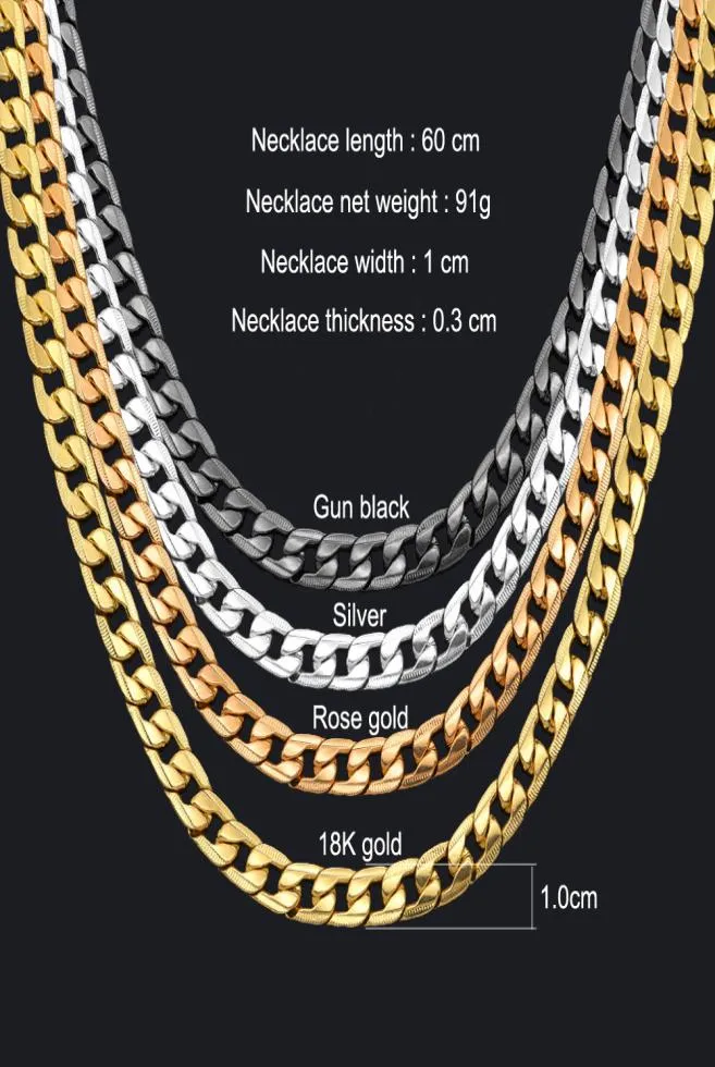 Miami Cuban Link Chain Necklace 1cm SilverGold Color Curb Chain For Men Jewelry Corrente De Prata Masculina Whole mens neckla4997870